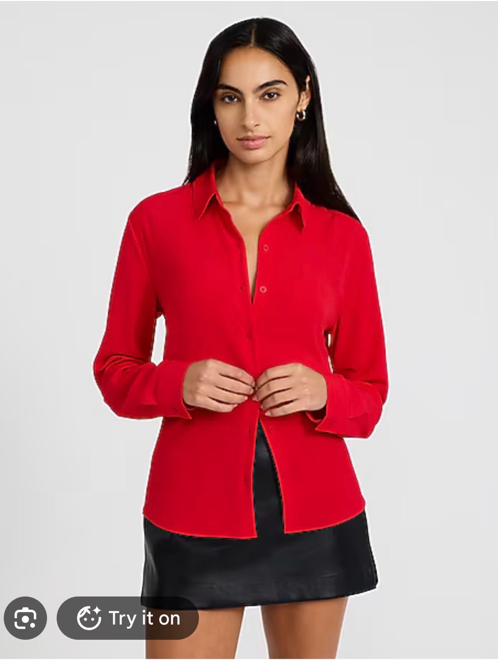 Women Porfino Express Red Button-Down Shirt